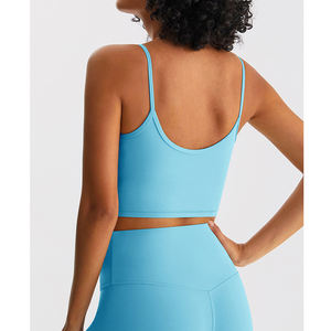 여성용 오픈 백 수분 위킹 스포츠 브라 맞춤형 운동 피트니스 체육관 탱크 탑 브래지어 내장 - Product Image 3