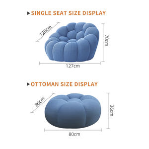 Sofá Burbuja Ergonómico Nórdico con Soporte de Espuma de Alta Densidad, Esquinas Redondeadas, para Sala de Estar, Hotel, Villa, Espacios Pequeños - Product Image 4