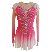 LIUHUO – robe de patinage artistique pour filles, rose, avec strass scintillants, vêtements de danse pour compétition, personnalisés, JC413