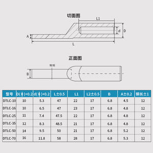 Pasadores Cilíndricos de Cobre y Aluminio DTLc con Cabeza Estándar y Acabado Brillante para Interruptores de Circuito 10-70 mm² - Product Image 3