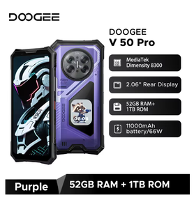 โทรศัพท์มือถือ DOOGEE V50 Pro รุ่นทนทาน Octa Core หน้าจอ LCD 120Hz กันน้ำ 52GB+1TB Dimensity 8300 ขนาด 6.78 นิ้ว FHD+ แบตเตอรี่ 11000mAh ชาร์จเร็ว 66W กล้อง 200MP ระบบปฏิบัติการ Android - Product Image 3