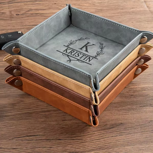 <span class=keywords><strong>Plateau</strong></span> de rangement en cuir gravé au laser en gros, <span class=keywords><strong>plateau</strong></span> de valet en similicuir personnalisable avec logo et monogramme pour hommes - Product Image 4