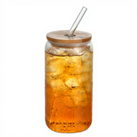 Tasses en verre borosilicate de haute qualité 12oz 16oz 20oz, tasses à thé, tasses à café, tasses à cola, tasses à bière, avec couvercle en bambou transparent et paille