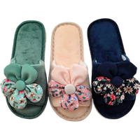 Chaussons d'intérieur légers pour femmes, hiver/printemps, à bout ouvert, avec semelle intérieure en peluche, soutien de la voûte plantaire, en velours chaud, pour la chambre