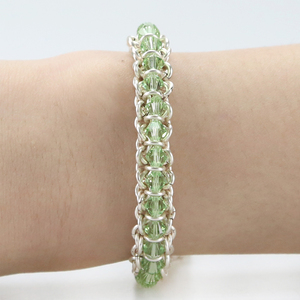 Peridoto (agosto) de la columna de cristal de <span class=keywords><strong>Swarovski</strong></span> Chainmaille joyería alambre envuelto pulsera - Product Image 2