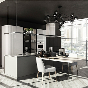 Modular Luxury High Gloss Stainless Steel Kitchen <strong>Cabinet</strong> Furniture White Flat Panel Waterproof &amp; <strong>Scratch</strong> Resistant Surface