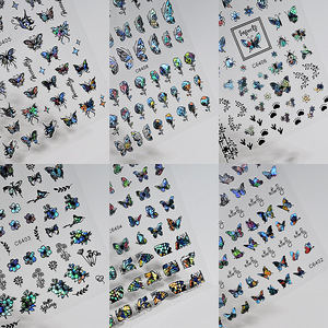 Nouveau 3D Ins Style Aurora Butterfly Français Manucure Autocollants Extrêmement Mince En Plastique Laser Hot Art Nail Stickers avec Support - Product Image 4