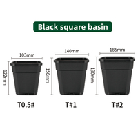 Jardinières en plastique PP blanc avec trou de drainage, légères, durables, pour jardin, pot de fleurs, pots de pépinière carrés noirs, capacité de 0,7 à 4,5 L