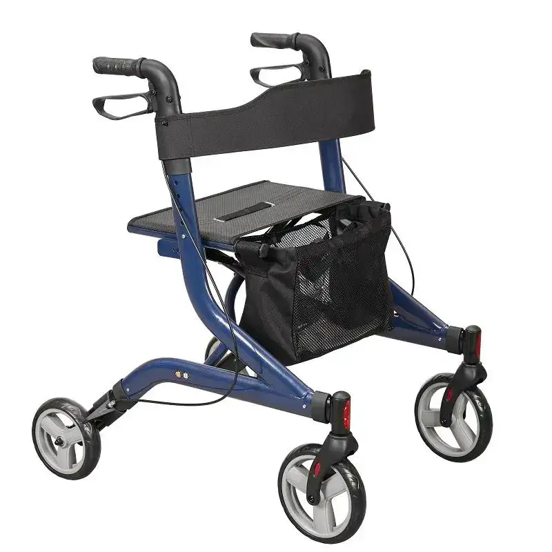 Déambulateur en aluminium Déambulateur avec siège et sac pour personnes âgées