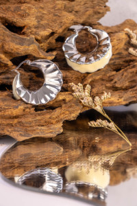 Boucles d'oreilles créoles classiques vintage en électro-argentage, forme irrégulière, style bohème, punk, religieuse, cadeau de fête, tendance - Product Image 2