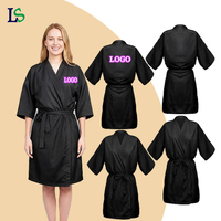 Gaun Grosir untuk Salon Kecantikan, Tata Rambut, SPA, dengan Logo Kustom, Kimono, Jubah Barber untuk Wanita dan Pria, Jubah Hitam