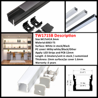 Profilé en aluminium LED TW1715B pour éclairage sous armoire, montage en surface, éclairage linéaire pour armoire de cuisine, canal pour bande LED PCB de 10 mm