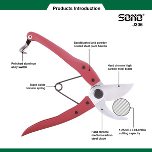 Tijeras de Podar SONO J306 con Mango de Plástico TPR Antideslizante, Cuchillas de Acero al Carbono Cromadas, Grado Industrial para Bricolaje - Product Image 2