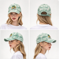 Casquette de baseball en coton délavé et vieilli, non structurée, à profil bas et visière incurvée, avec logo monogramme et initiales brodées personnalisées