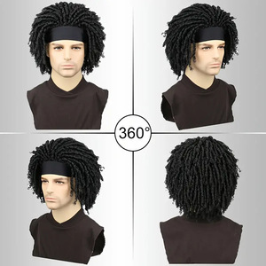 Parrucca con fascia per capelli da uomo in fibra sintetica africana di alta qualità, ricci attorcigliati, a nucleo cavo, effetto seta ghiaccio, all'ingrosso - Product Image 3