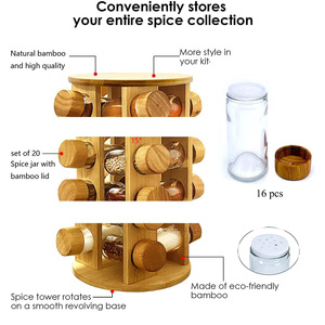 Gia vị Jar Giá xoay xoay Countertop Glass Canister gia vị <span class=keywords><strong>container</strong></span> bằng gỗ gia vị Organizer - Product Image 4