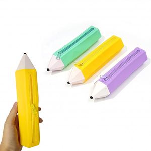 Étui à fermeture éclair imperméable en silicone, mignon, coloré, en forme de crayon, pour enfants, filles, rangement de fournitures scolaires - Product Image 2