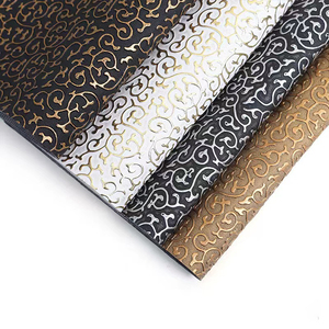 Cuero Sintético Metalizado de 0.5 <span class=keywords><strong>mm</strong></span> con Patrón Floral en Relieve, Tela de PVC para Tapicería, Papel Tapiz, Cajas y Escritorios - Product Image 1