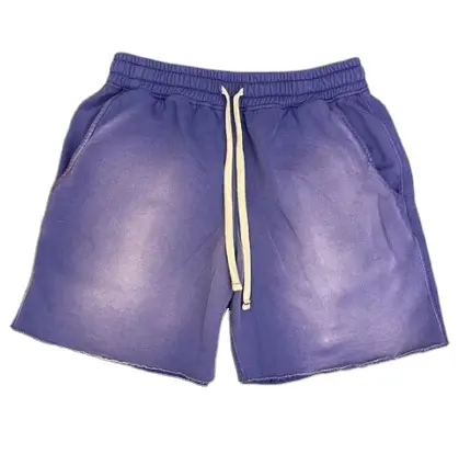 New Summer Custom Mens Washed Vintage Cotton French Terry Drawstring Shorts Men