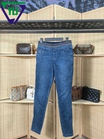 Jeans pour femmes d'occasion taille haute bleu foncé stock de pantalons de jeans d'occasion en vente de gros
