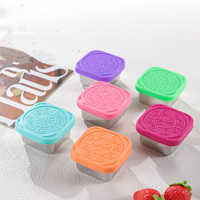 Wadah Mini Ramah Lingkungan untuk Salad dan Selai 180ml, Bodi Stainless Steel dengan Tutup Plastik Bebas BPA, Dapat Digunakan di Microwave