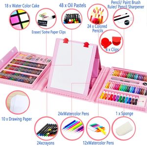 ชุดอุปกรณ์ศิลปะสำหรับผู้เริ่มต้น ชุดวาดภาพระบายสี DIY ของขวัญ 208 ชิ้น แบบพับได้ - Product Image 4