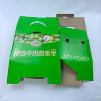 Geventileerde golfkartonnen op maat gemaakte fruitgeschenkdozen met handvat voor verpakkingen van jujubes, appels en bessen