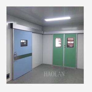 Porte coulissante automatique industrielle <span class=keywords><strong>en</strong></span> acier à isolation thermique à roulement rapide avec isolation phonique, résistance au feu de 4 heures, garantie de 2 ans - Product Image 1