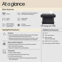 Printer CAD kecepatan tinggi terbaru desain H P Jet T650 36 inci Printer Jet tinta warna untuk industri periklanan
