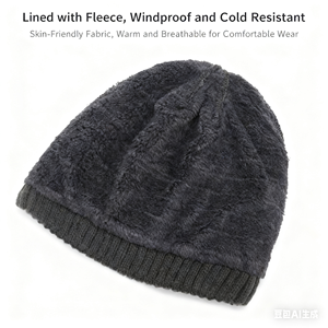 Three-Piece Winter Set Warm Polyester Heat-Transfer Printed <strong>Caps</strong> Thickened Knitted Neck Protector Padded Long <strong>Plain</strong> Style Riding - Product Image 4