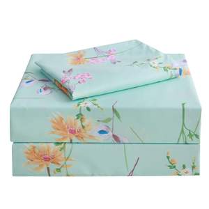 Juego de sábanas Aoyatex <span class=keywords><strong>verde</strong></span> con estampado floral, juego de cama de 4 piezas de poliéster lavado con <span class=keywords><strong>agua</strong></span>, juego de cama doble - Product Image 5