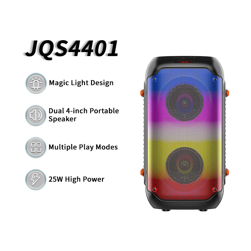 SING-E JQS4401 Dual 4 Inch Portable Party Speaker - 25W BT