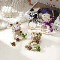 Hochet en peluche fait main, animaux en crochet, poupées tricotées pour bébé, jouets apaisants, jouets à mâcher, fabrication Henan