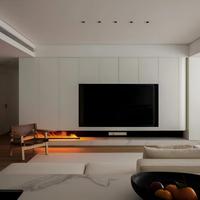Soporte de TV Japonés Beige con Pantalla LED, Opciones de Montaje en Pared y en Suelo, Amplio Espacio de Almacenamiento, Material de Madera, Compatible con Televisores de 65 Pulgadas o Más
