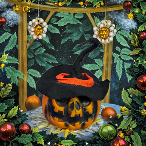 Vente flash : Décoration d'Halloween unique, citrouille animée qui bouge avec un chapeau, pour la décoration murale de maison hantée, décorations de fête - Product Image 1