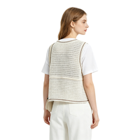 Gilet en crochet floral de style occidental avec détails de mini-perles, élégant et décontracté pour femme