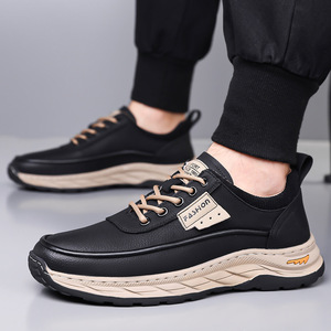 รองเท้าผ้าใบหนังลำลองผู้ชาย ส้นเตี้ย พื้นยางกันกระแทก รองเท้าทรง Chunky สไตล์ลำลอง - Product Image 4