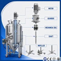 Tanque de Fermentación Industrial de Acero Inoxidable Estándar de Exportación, Fermentador Aislado con Agitador y Sistema de Control
