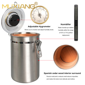 Muxiang Stainless Steel Cigar Humidor With Hygrometer Round Moisture Proof Storage Jar For Cigar Preservation - Product Image 2