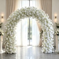 Nouvelle Arche Florale de Luxe en Soie Blanche et Gypsophile, Toile de Fond Artificielle de Roses pour Cérémonie de Mariage, Décoration d'Entrée, Événement, Fête