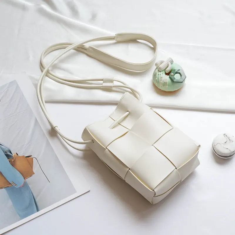 नई फैशन बैग महिलाओं लड़कियों बुना पु चमड़े मोबाइल फोन बैग के लिए प्यारा छोटे Crossbody बैग