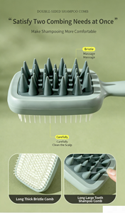 Dual-Sided Handle Fashion Shampoo <b>Brush</b> Coarse Fine Teeth Dry Scalp Cleaning Portable Cushion Puffing Comb Plastic Adult Home - Product Image 6