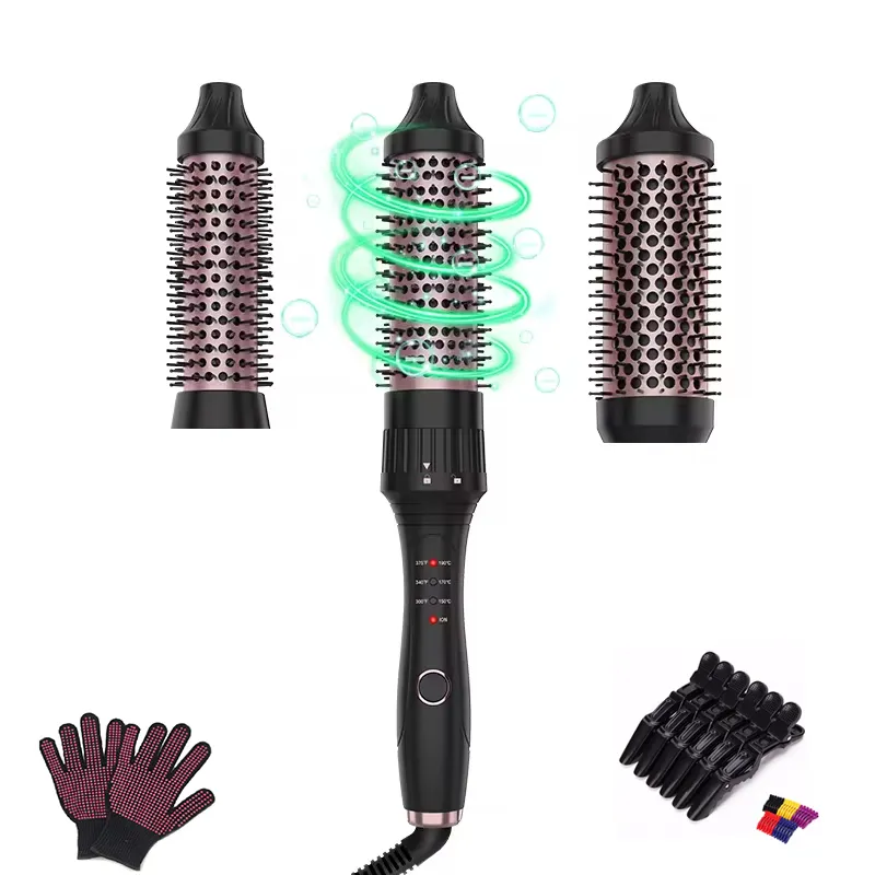 2-in-1 Keramik-Beheizungs-Haarlockpinsel Haarlockpinsel Locken-Definierungspinsel für Volumen-Styling