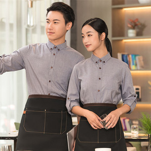 Camicia Uniforme Personalizzata con Logo <span class=keywords><strong>per</strong></span> Camerieri, Cameriere, Personale di <span class=keywords><strong>Ristorazione</strong></span>, Hotel, Ristorante, Caffè, Bar, Manica Lunga con Bottoni - Product Image 3