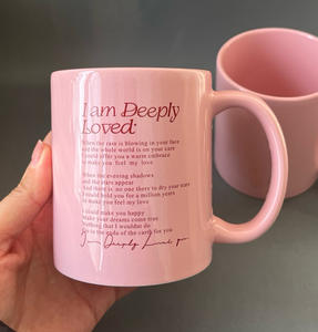 Mug en porcelaine rose personnalisable et mignon |   Mug à café et lait sans BPA, compatible lave-vaisselle, pour le petit-déjeuner et les cadeaux de mariage |   Vente en gros - Product Image 6