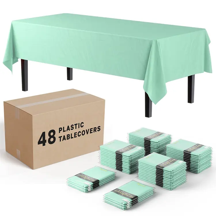 مستلزمات السوبر ماركت غطاء طاولة بلاستيك للحفلات 54 × 108 مفرش طاولة قابل لإعادة الاستخدام مفرش طاولة مستطيل للاستعمال مرة واحدة مصنوع يدويًا مودرن