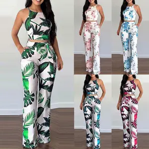Fashion Trending Summer 2 Piece Printed Set Women African Two Piece Pants and Top Clothing