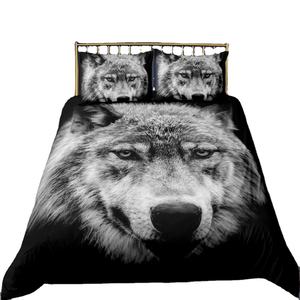 3 pièces de taie d'oreiller en coton microfibre super doux housse de <span class=keywords><strong>couette</strong></span> personnalisée 3D animal <span class=keywords><strong>loup</strong></span> imprimé ensemble de housse de <span class=keywords><strong>couette</strong></span> - Product Image 1
