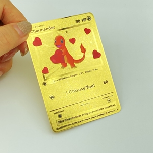 Tarjeta Metálica Dorada Personalizada de Feliz Pascua con Pikachu y sus Amigos, Regalo para Pascua - Product Image 4