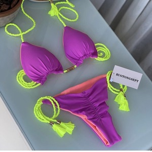 2024 đa màu sắc mới <span class=keywords><strong>backless</strong></span> bện chuỗi bikini tam giác áo tắm áo tắm tại chỗ Nhà máy bán buôn - Product Image 4